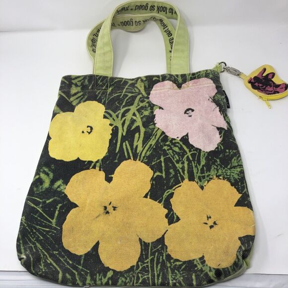 Andy Warhol Handbags - RARE Loop NYC Andy Warhol Floral Canvas Tote Bag + & Coin Pouch READ